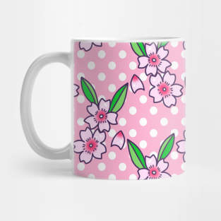 Cherry Blossoms Polk-a-dot Pattern Mug